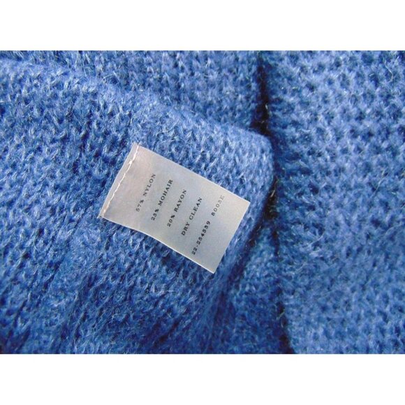 Ann Taylor Blue Mohair Blend Knit Cowl Sweater S Cowl Boat Neck Tunic Length - Picture 8 of 8